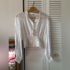 Free People Cream Sheer Blouse